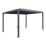 Pergola autoportante evonis graphite 4 x 3 m - structure en aluminium et lames acier hesp�ride
