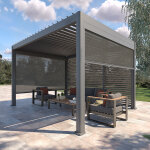 Pergola evora avec 3 persiennes et 2 stores 4 x m - aluminium trait� �poxy hesp�ride