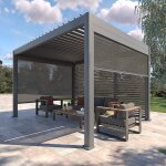 Persienne pour pergola bioclimatique evora graphite c�t� 4 m - 1 / 3 1, 2 x 2, 3 aluminium trait� �poxy ...