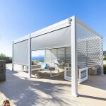 Persienne pour pergola bioclimatique evora blanc c�t� 3 m - 1 / 3 0, 9 x 2, 3 aluminium, traitement anti ...