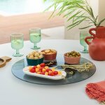 Plateau tournant transparent d. 45 cm - verre tremp�, aluminium hesp�ride