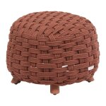 Pouf de jardin rond obbae acajou 48, 5 x 38 cm - aluminium trait� �poxy, polyester, texaline hesp�ride ...