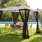 Rideaux moustiquaire pour tonnelle fogo noir 3 x m - polyester hesp�ride