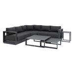 Salon d'angle de jardin allure graphite 5 places - aluminium trait� �poxy, polyester hesp�ride