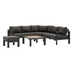 Salon d'angle de jardin �vasion graphite honey 7 places - aluminium trait� �poxy, ol�fine hesp�ride