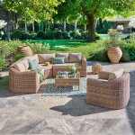 Salon d'angle de jardin moorea savana 6 places - polyester, aluminium trait� �poxy hesp�ride