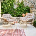 Salon duo paopao beige / argile 2 places - acier trait� �poxy, traitement anti - rouille renforc�, polyester ...