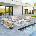 Salon de jardin allure avoine 7 places - aluminium trait� �poxy, polyester hesp�ride