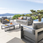 Salon de jardin rotatif allure graphite 5 places - aluminium trait� �poxy, polyester hesp�ride