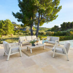 Salon de jardin axiome argile 7 places - aluminium trait� �poxy, ol�fine hesp�ride