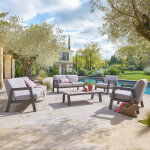 Salon de jardin axiome praline 7 places - aluminium trait� �poxy, ol�fine hesp�ride