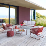 Salon de jardin belano acajou 6 places - acier trait� �poxy, traitement anti - rouille renforc�, ol�fine ...