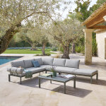 Salon de jardin dilors vert laurier 6 places - aluminium trait� �poxy, polyester hesp�ride