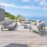 Salon de jardin domilly laurier 7 places - aluminium trait� �poxy, ol�fine hesp�ride