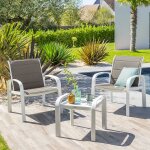 Salon de jardin duo elyn noisette blanc 2 places - aluminium, texaline hesp�ride