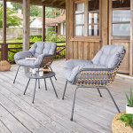 Salon de jardin duo paopao gris graphite 2 places - acier trait� �poxy, traitement antirouille renforc� ...