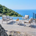 Salon de jardin flovia argile 4 places - aluminium trait� �poxy, texaline hesp�ride