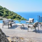Salon de jardin flovia vert laurier 4 places - aluminium trait� �poxy, texaline hesp�ride