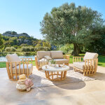 Salon de jardin lemindo eucalyptus 5 places - certifi� fsc�, polyester hesp�ride