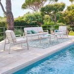 Salon de jardin luzane argile 5 places - aluminium trait� �poxy, polyester hesp�ride