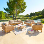 Salon de jardin manissa honey 7 places - aluminium trait� �poxy, r�sine tress�e hesp�ride