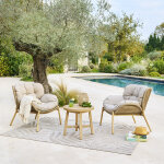 Salon de jardin meloane taupe 2 places - acier trait� �poxy, polyester hesp�ride