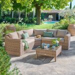 Salon de jardin moorea savana 5 places - polyester, aluminium trait� �poxy hesp�ride