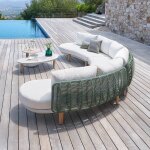 Salon de jardin mylore argile 6 places - aluminium trait� �poxy, polyester recycl� hesp�ride