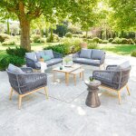 Salon de jardin orissa gris 7 places - acier trait� �poxy, polyester hesp�ride