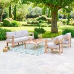 Salon de jardin oryna beige / honey 5 places - aluminium trait� �poxy, polyester recycl� hesp�ride