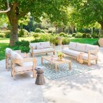 Salon de jardin oryna miel 7 places - aluminium trait� �poxy, polyester recycl� hesp�ride