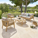 Salon de jardin papouasie acacia 5 places - certifi� fsc�, polyester hesp�ride