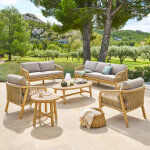 Salon de jardin papouasie acacia 7 places - certifi� fsc�, polyester hesp�ride