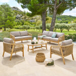 Salon de jardin papouasie acacia 7 places - certifi� fsc�, polyester hesp�ride