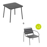 Salon de jardin phuket graphite 2 places - acier trait� �poxy, traitement antirouille renforc� hesp�ride ...