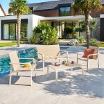 Salon de jardin piazza argile 4 places - aluminium trait� �poxy, texaline hesp�ride