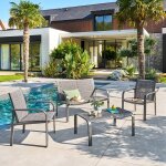 Salon de jardin piazza graphite 4 places - aluminium trait� �poxy, texaline hesp�ride