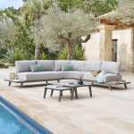 Salon de jardin pulpy vert laurier 7 places - aluminium trait� �poxy, polyester hesp�ride