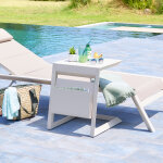 Table d'appoint de jardin carr�e allure argile 55 x 45 cm - aluminium trait� �poxy hesp�ride