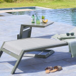 Table d'appoint de jardin carre allure vert laurier 55 x 45 cm - aluminium trait poxy hespride