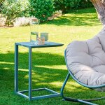 Table d'appoint de jardin carr�e evasion vert laurier 38 x cm - aluminium trait� �poxy hesp�ride