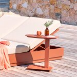 Table d'appoint de jardin ovale venuzia acajou 50 x 30 cm - aluminium trait� �poxy hesp�ride
