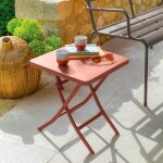 Table d'appoint de jardin pliante carr�e greensboro acajou 40 x cm - acier, traitement anti - rouille ...