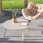 Table d'appoint de jardin ronde saona argile d. 90 cm - acier trait� �poxy, traitement anti - rouille ...