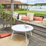 Table d'appoint de jardin ronde saona blanc 90 x 40 cm - acier trait poxy, traitement antirouille renforc ...
