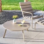 Table d'appoint de jardin ronde saona caf� d. 90 cm - acier trait� �poxy, traitement anti - rouille renforc� ...