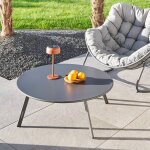 Table d'appoint de jardin ronde saona graphite d. 90 cm - acier trait� �poxy, traitement anti - rouille ...
