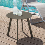 Table d'appoint de jardin ronde saona tonka mat 50 x 45 cm - acier cataphorse, peinture poxy hespride ...