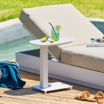 Table d'appoint de jardin ovale venuzia avoine 50 x 30 cm - aluminium trait� �poxy hesp�ride