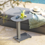 Table d'appoint de jardin ovale venuzia graphite 50 x 30 cm - aluminium trait� �poxy hesp�ride